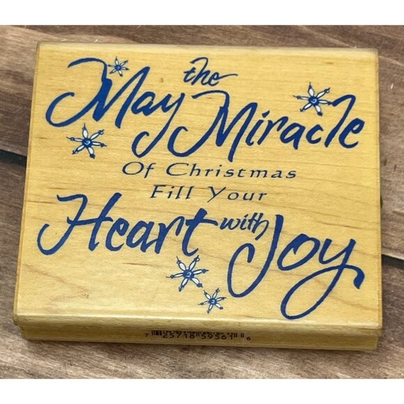INKADINKADO 9561X CHRISTMAS MIRACLE WOOD MOUNTED RUBBER STAMP HEART JOY - Picture 1 of 4